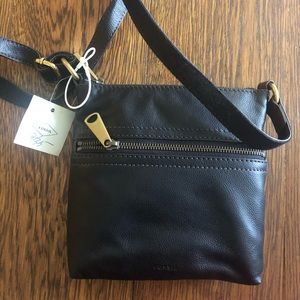 Cross body Black Leather Fossil Purse